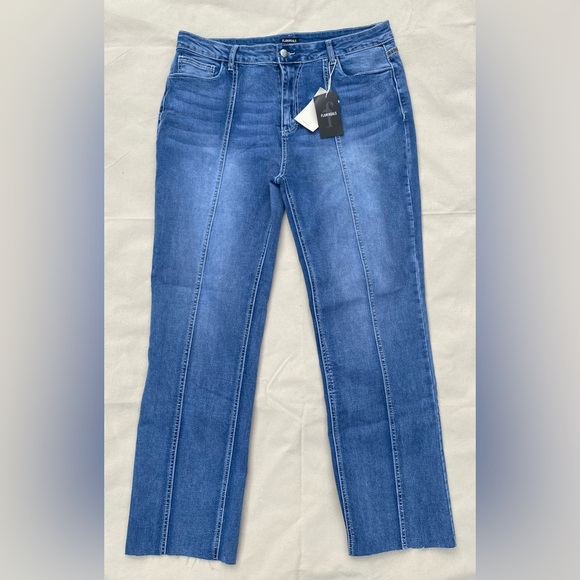 Flamingals Denim - NWT Flamingals Casual Medium Wash Blue Jeans Slim Straight Pleated Boho 2XL